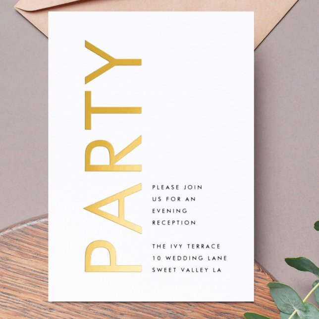 Ultra Modern Monogram GOLD FOIL PARTY INVITATION Foil Invitation (Creator Uploaded)