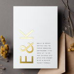 Ultra Modern Monogram Simple Wedding REAL GOLD Foil Invitation<br><div class="desc">This REAL GOLD fantastic clean, tidy well designed modern minimal yet very playful bold monogram & text placement in REAL GOLD, Black and White for minimalistic style, however is customizable to other colors and is part of a unique suite and collection by Phrosne Ras Design. This would be great for...</div>