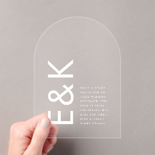 Ultra Modern Monogram Wedding Arch Acrylic Invitations