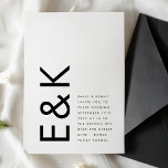 Ultra Modern Monogram Wedding Invitation<br><div class="desc">This fantastic clean, tidy well designed modern minimal yet very playful bold monogram & text placement in Black and White for minimalistic style, however is customizable to other colors and is part of a unique suite and collection by Phrosne Ras Design. This would be great for those planning a fun...</div>