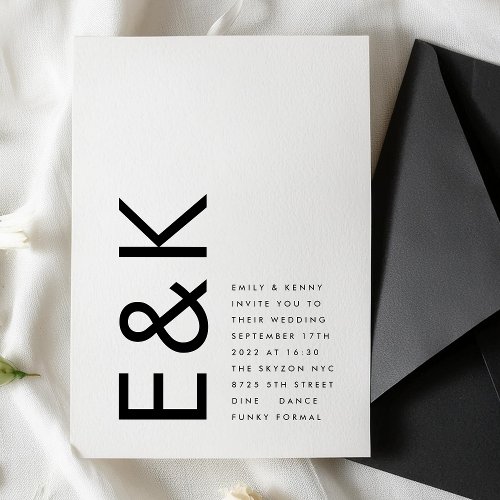 Ultra Modern Monogram Wedding Invitation