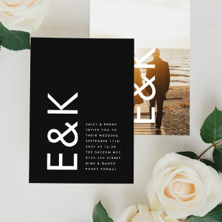 Ultra Modern | Photo | Bold Monogram Wedding Invitation