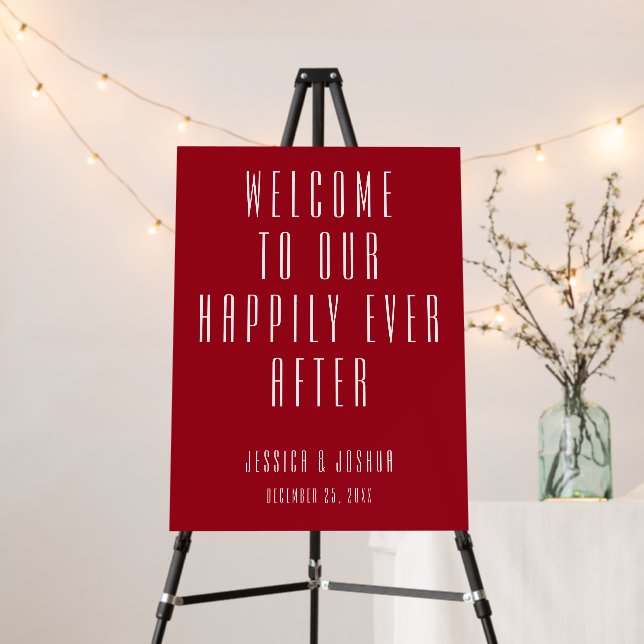Ultra Modern Red Minimalist Welcome Wedding Foam Board (In Situ (Stand))