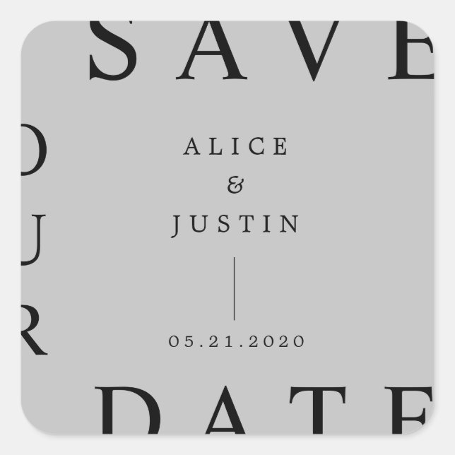 ultra modern save the date sticker (Front)