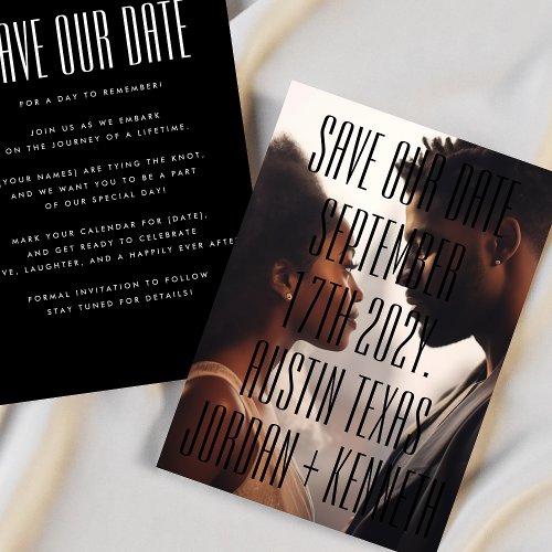 Ultra Modern Simple Big Bold Details Photo Wedding Save The Date