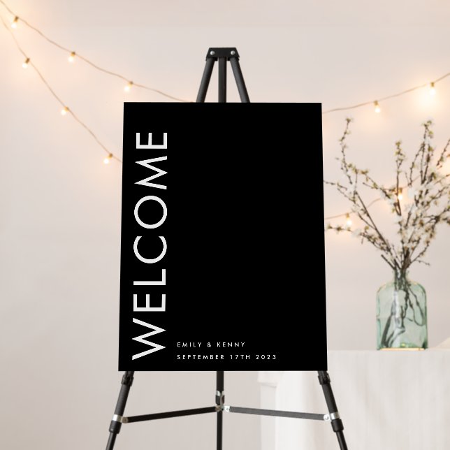 Ultra Modern Simple Double Wedding Welcome Sign (In Situ (Stand))