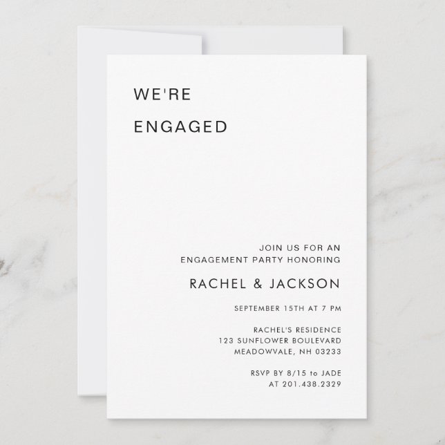 Ultra Modern We're Engaged Engagement Party  Invitation (Front)