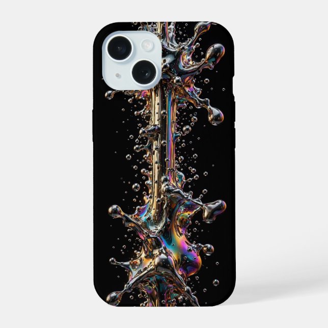 Ultra Narrow Liquid Chrome Explosion  iPhone 15 Case (Back)