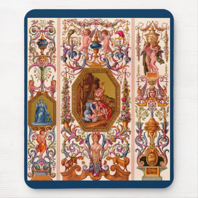 ultra opulent 17th century Baroque print Mouse Pad (Front)