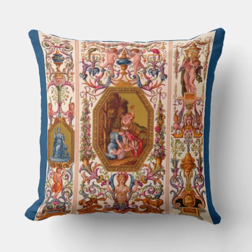 ultra opulent 17th century Baroque print Throw Pillow