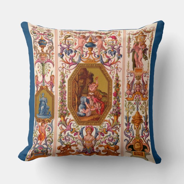 ultra opulent 17th century Baroque print Throw Pillow (Front)