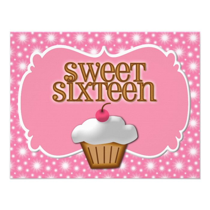 Cupcake Sweet Sixteen Party Personalized Invitations