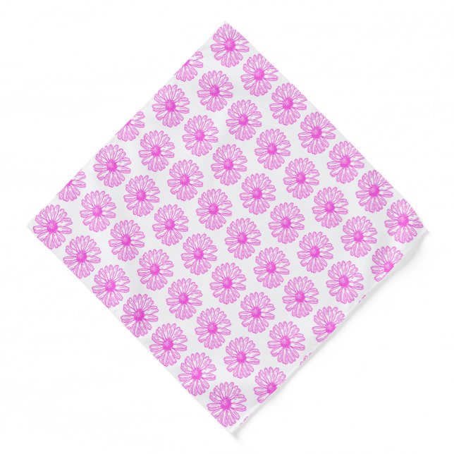Ultra Pink Daisy Flower Print, Hippie Floral Bandana (Front)
