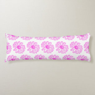 Ultra Pink Daisy Flower Print, Hippie Floral Body Pillow