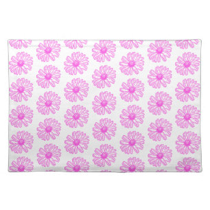 Ultra Pink Daisy Flower Print, Hippie Floral Cloth Placemat
