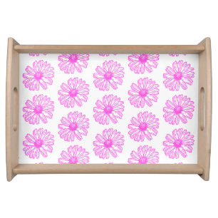 Ultra Pink Daisy Flower Print, Hippie Floral Serving Tray