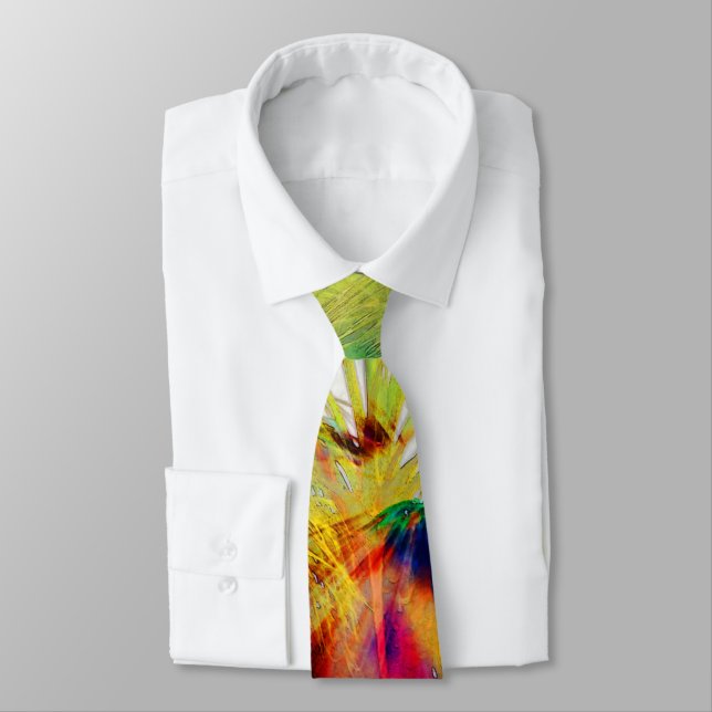 “Ultra Rainbow Palm” Neck Tie (Tied)