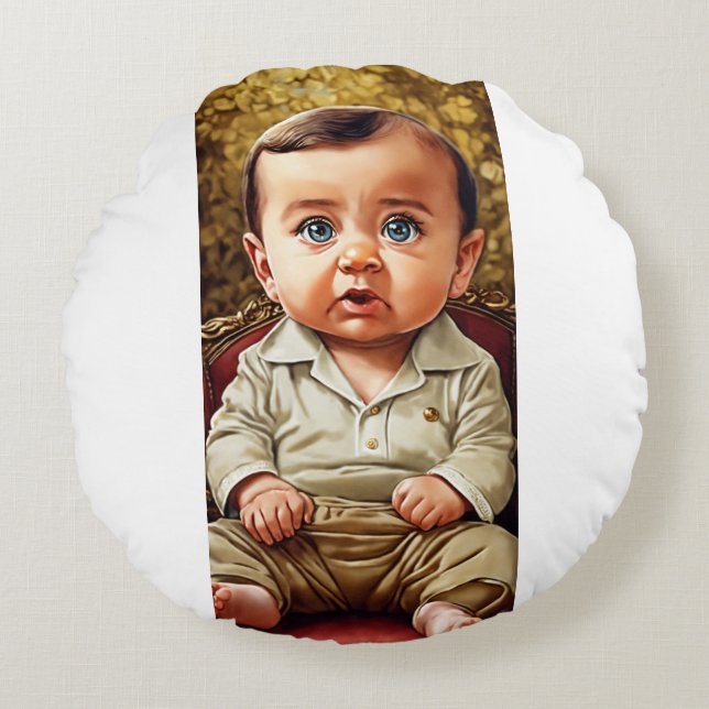 Ultra-Realistic Baby Cartoon of Recep Tayyip Erdoğ Round Pillow (Front)