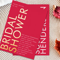 Ultra Red Magenta Modern Custom GOLD Bridal Shower