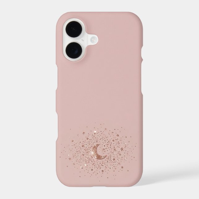 Ultra Refined Dusty Pink & Rose Gold Moon iPhone Case (Back)