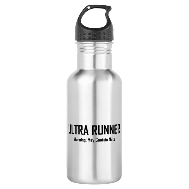 Ultra Runner, Warning May Contain Nuts Stainless Steel Water Bottle (Front)