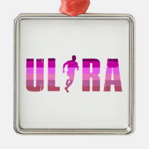 Ultra Running Pink Purple Rainbow Metal Ornament