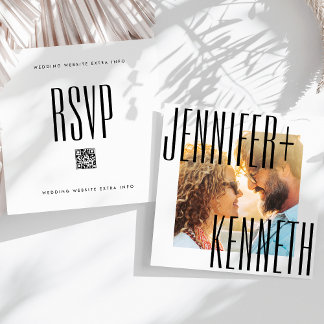 ULTRA SIMPLE BOLD NAMES PHOTO SQUARE QR CODE RSVP SAVE THE DATE