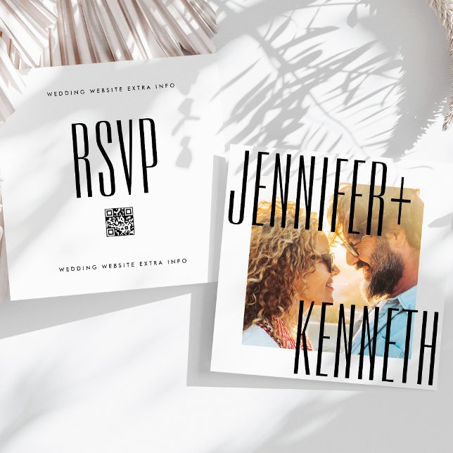 ULTRA SIMPLE BOLD NAMES PHOTO SQUARE QR CODE RSVP SAVE THE DATE (Creator Uploaded)