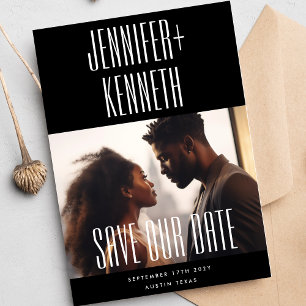 Ultra Simple Modern Editable Photo Names Wedding Save The Date