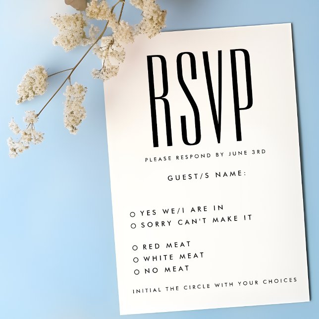Ultra Simple Modern Minimal Black YES NO Wedding RSVP Card (Creator Uploaded)