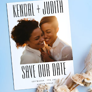 Ultra Simple Modern Photo Editable Names Wedding Save The Date