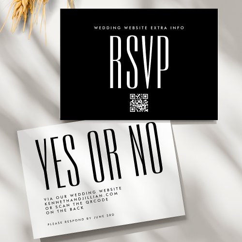 Ultra Simple Modern QR CODE Wedding Website RSVP Card