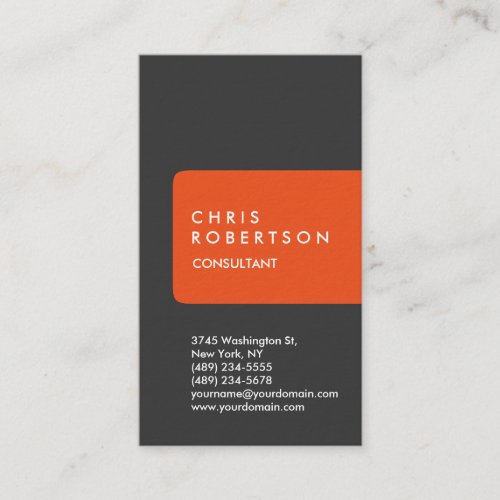 Ultra_Thick Chic Grey Orange Stripe Business Card