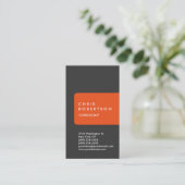 Ultra-Thick Chic Grey Orange Stripe Business Card (Standing Front)