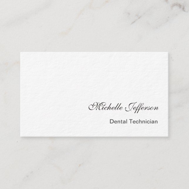 Ultra-Thick White Dental Technician Business Card (Front)