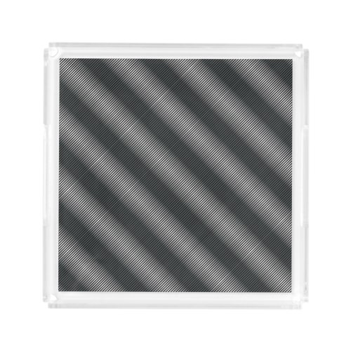 Ultra Thin Black  White Gradation Lines Acrylic Tray