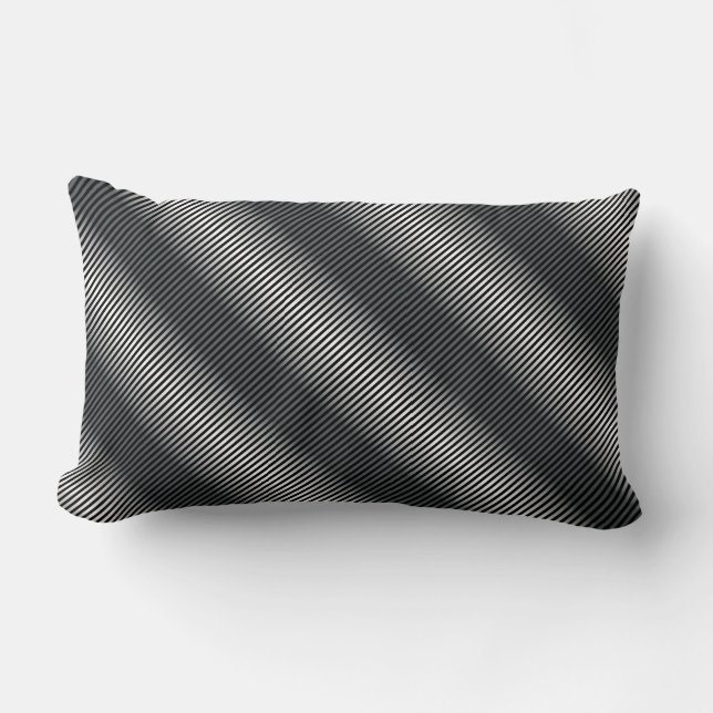 Ultra Thin Black & White Gradation Lines Lumbar Pillow (Front)