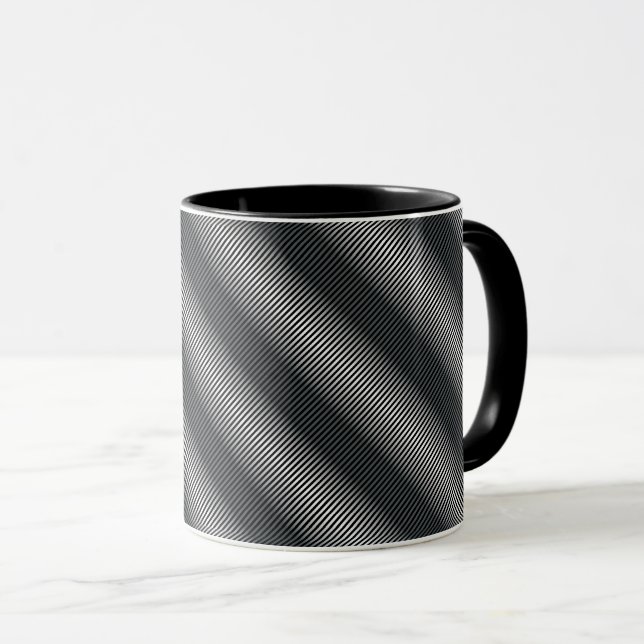 Ultra Thin Black & White Gradation Lines Mug (Front Right)