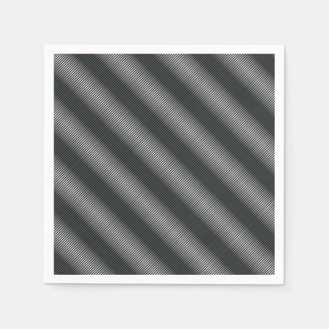 Ultra Thin Black & White Gradation Lines Paper Napkins (Front)