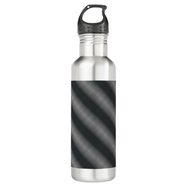 Ultra Thin Black & White Gradation Lines Water Bottle (Front)