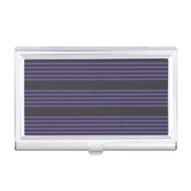 Ultra violet and charcoal five stripe pattern business card case (Front)