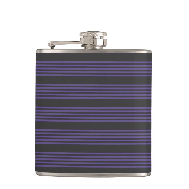 Ultra violet and charcoal five stripe pattern flask (Front)
