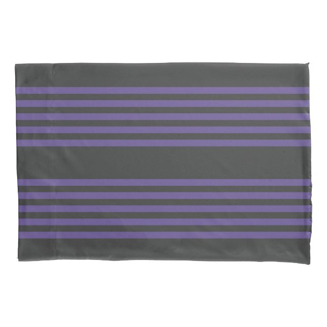 Ultra violet and charcoal five stripe pattern pillow case (Front)