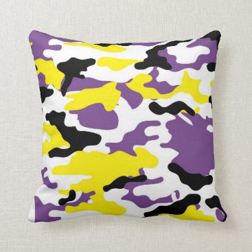 Ultra Violet and Golden Yellow Camo Throw Pillow Ultra Violet and Golden Yellow Camo Throw Pillow