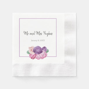 Ultra violet and pink Roses wedding Napkins