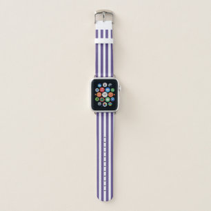 Ultra violet and white candy stripes apple watch band