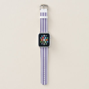Ultra violet and white candy stripes apple watch band