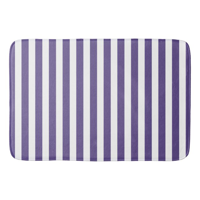 Ultra violet and white candy stripes bath mat (Front)