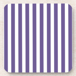 Ultra violet and white candy stripes beverage coaster