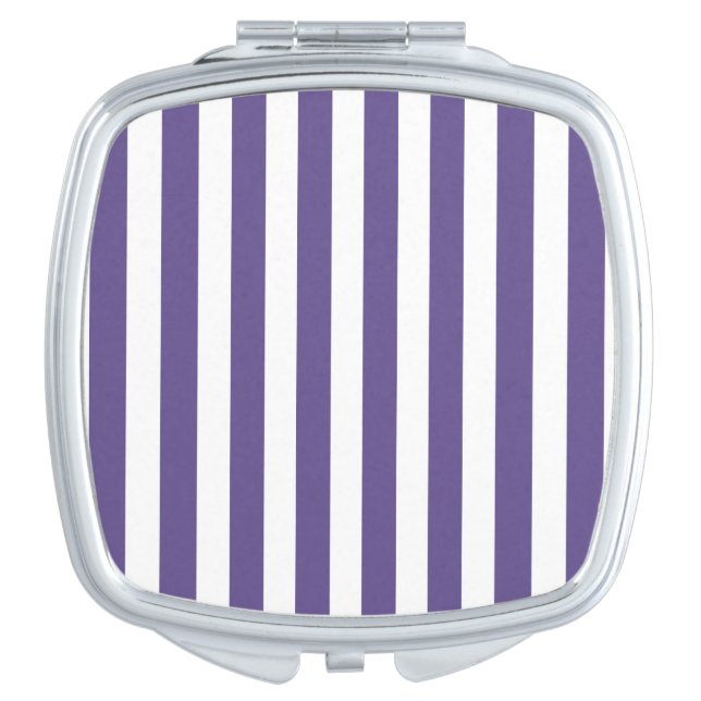 Ultra violet and white candy stripes compact mirror (Front)